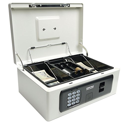キャッシュボックス 手提げ金庫 テンキー キーレス 暗証番号タイプ 非常解錠キー付 電池式 DCB-58