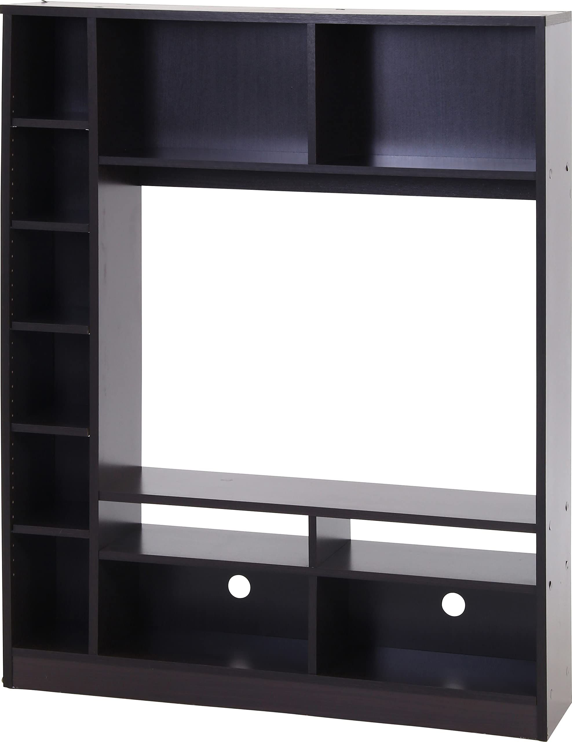 不二貿易 テレビ台 テレビボード 32型推奨 幅120&times;奥行28.5&times;高さ150cm ブラウン 壁面収納 ラック 棚レイアウト自由 組立商品 98826｜道具セレクション