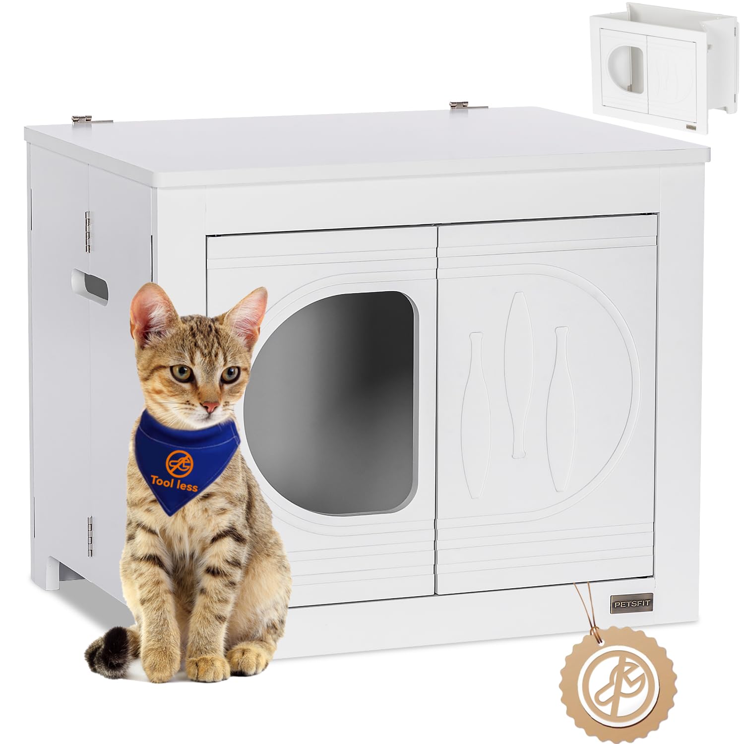 PETSFIT トイレ収納ラック 猫家具 猫用トイレ収納カバー トイレ収納 猫砂飛散防止 ニオイ軽減 簡単お手入れ ホワイト 10,920円