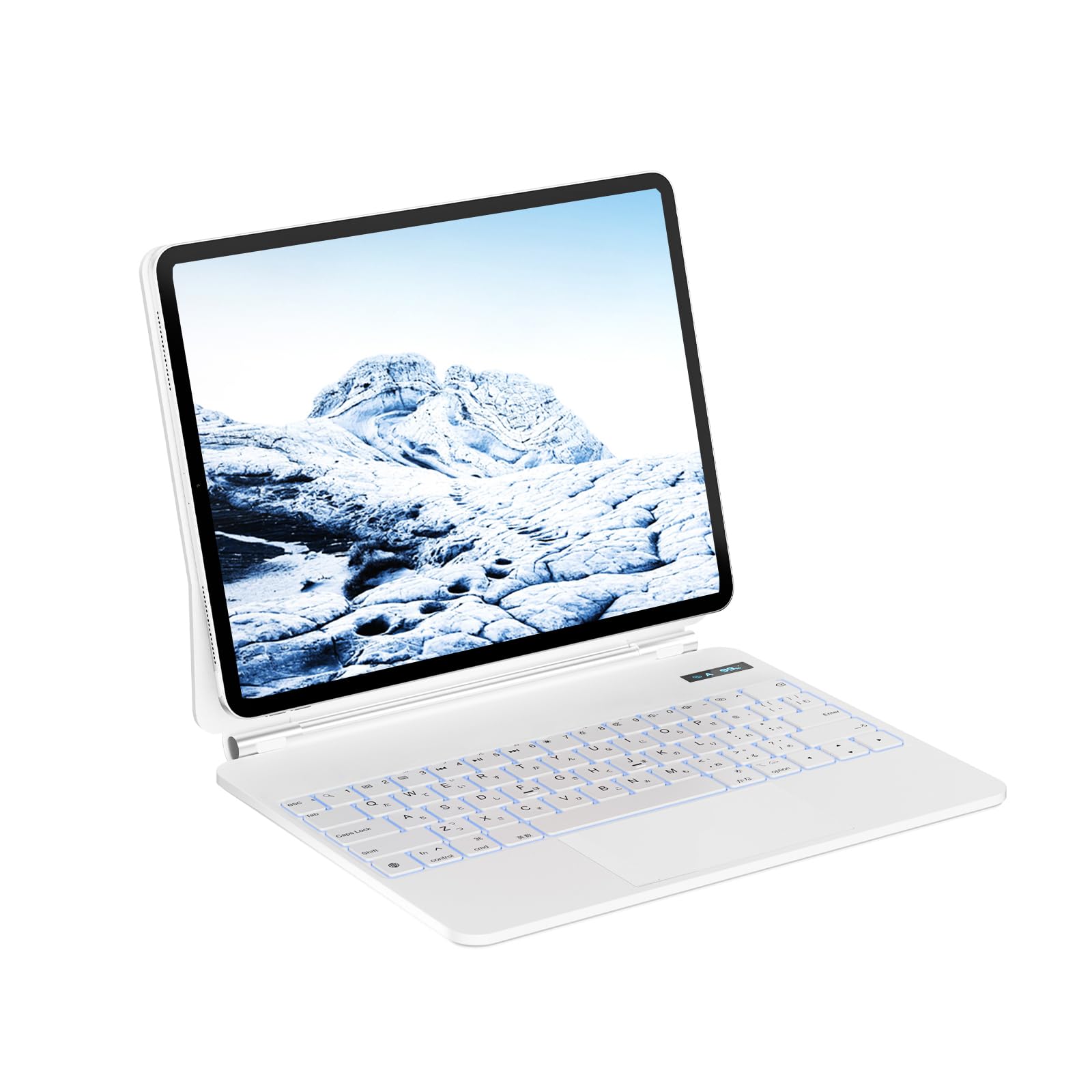 iPadマジックキーボード SUKEBON iPad11世代/10世代 キーボード付きケース トラックパッド付き 日本技適認証取得 電量表示 日本語配列 磁気設計 角度調整 7色バックライト 18ヶ月メーカー保証 日本語説明書付き 白|道具セレクション
