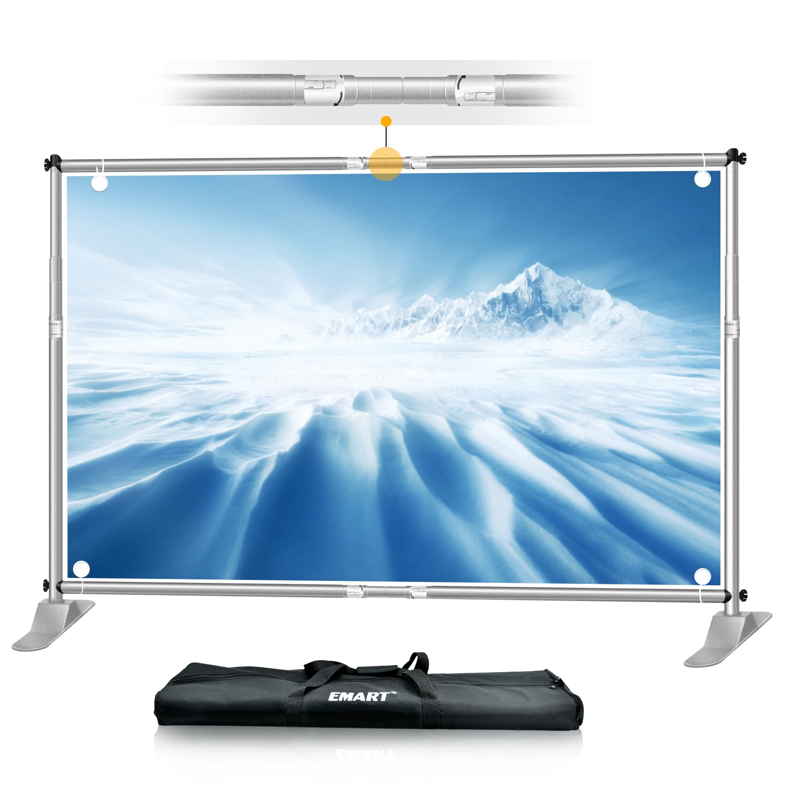 EMART 背景スタンド 背景バナースタンド シルバー 240X300cm 撮影スタンド 伸縮式 幅、高さ調節可能 合金製 高耐久 背景布/グリーンバックスタンド簡単組立 展示会、トレードショー、 パーティー装飾などに適用 写真撮影、生放送、 グリーンバッ