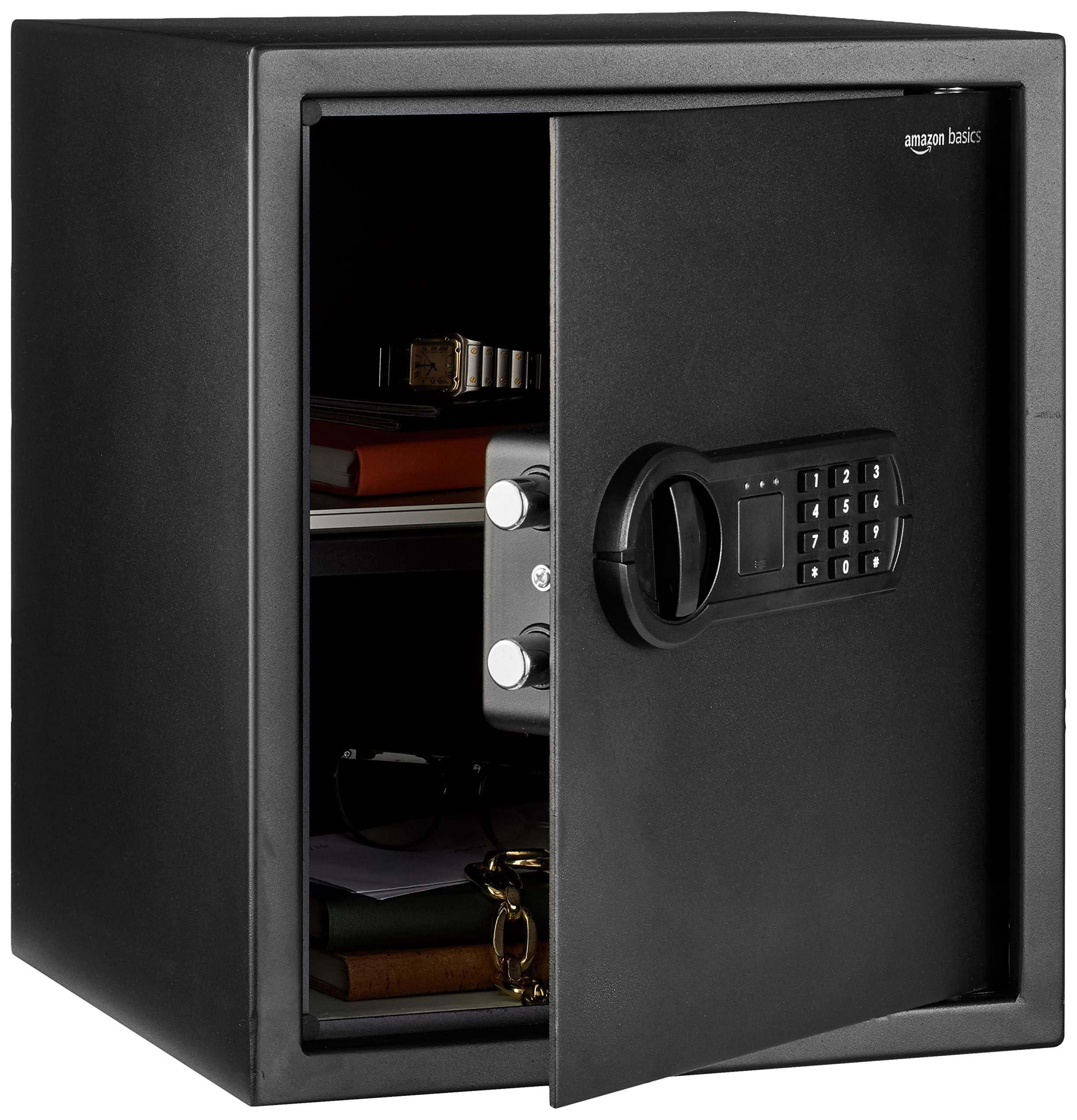 ベーシック 金庫 家庭用 業務用 電子式 テンキー式 43L (幅35 x 奥行33 x 高さ42 cm) スチール ブラック 11,692円
