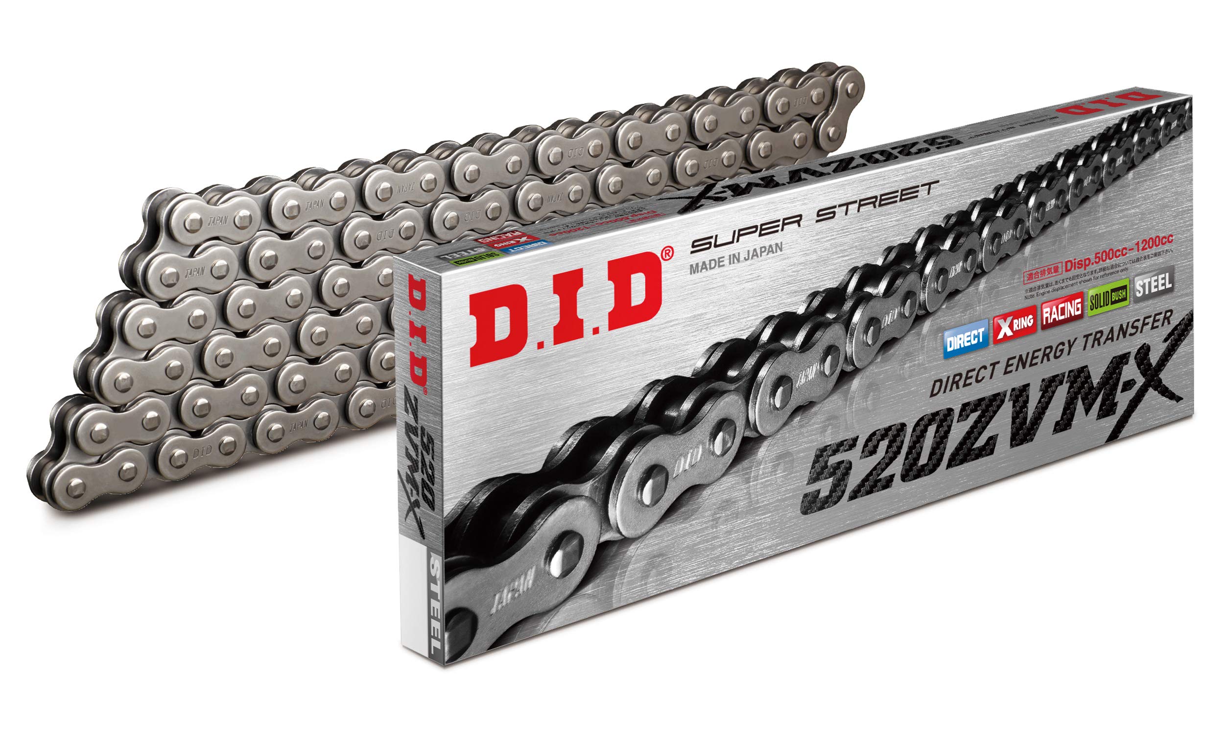 D.I.D(大同工業)バイク用チェーン カシメジョイント付属 520ZVM-X-104ZB STEEL(スチール) X-リング 二輪 オートバイ用｜道具セレクション