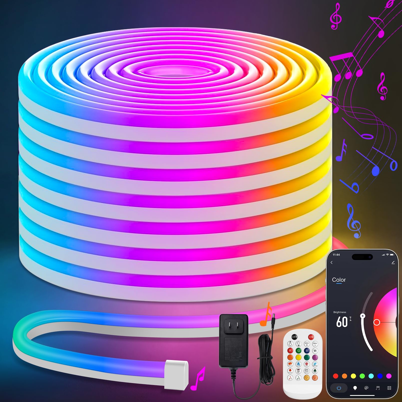 Lamomo LEDテープライト RGB 20M 調光調色 チューブ管 間接照明 IP65防水 高輝度 切断可能 ネオンライト Bluetooth app&リモコン制御 音楽同期 テープ パーティーDIYに店舗/看板/ゲーム室/天井/棚下/ホーム/装飾用 ｜道具セレクション