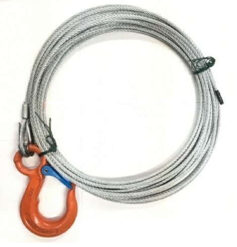 アウトワイヤ6X19G/O フック付片コースロック片切 径6mm 長さ33m