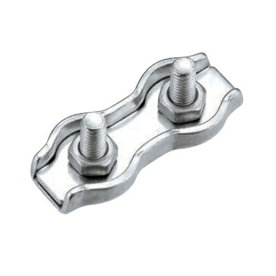 ステンレス製 板型ワイヤークリップ ダブル 適合ワイヤー径6mm 10個入り
