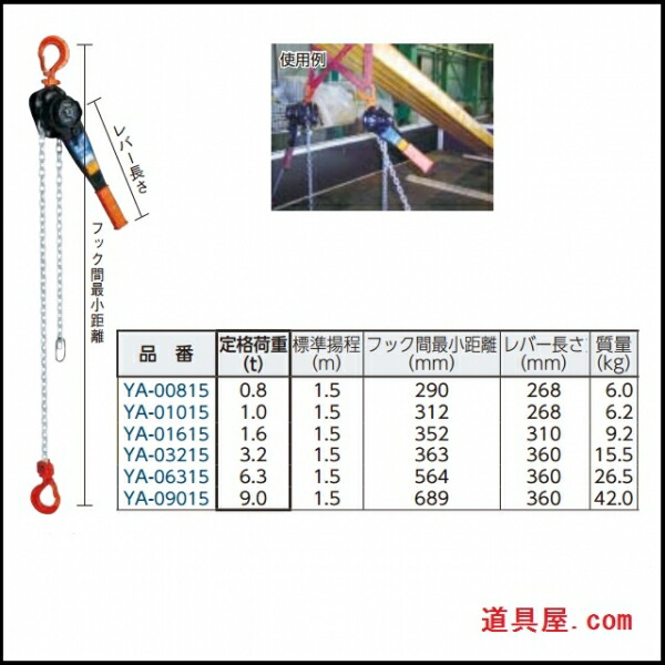 YA-320 象印 YA型チェーンレバーホイスト3.2t 標準揚程1.5m