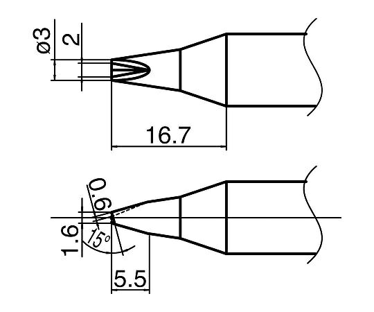 【尖んがり10倍】アズワン ご機嫌力強さはんだごて用こて先 T33-1610 (3-9235-20) 《修する・試験用設備》