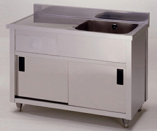 【ポイント10倍】【直送品】 アズワン 流し台(水切りキャビネットシンク・右水槽) APM1-1200H-R (1-8950-05) 《実験設備・保管》 【大型】