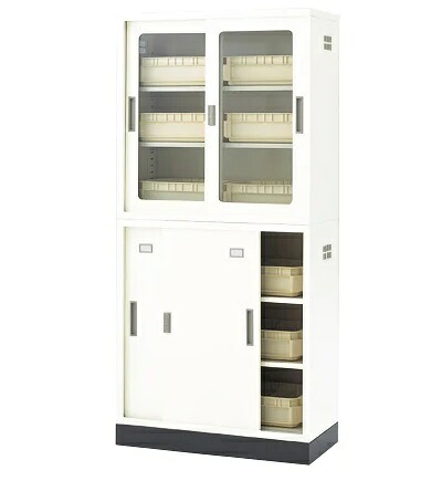 【直送品】 アズワン 耐薬引違保管庫 880×400×1850粍(×2室) N-90・OW仕掛ける 3-065-21 《試験とり備える・納める》 【大型】
