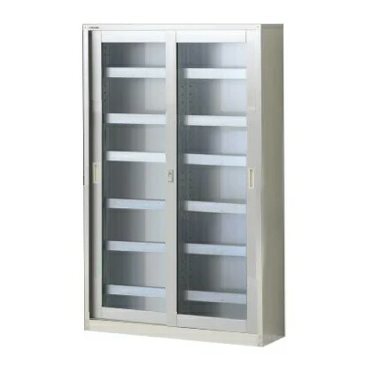 【直送品】 アズワン スリム薬品保管庫 引違扉ガラス窓ハイタイプ SC-100FHGH (3-1486-04) 《実験設備・保管》 【大型】