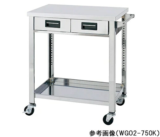 【尖んがり5倍】【直送品】 アズワン ステンレス鋼製手押し車 750×600×800粍 2段 抽き出し付 WGO2-750H (1-2720-04) 《試験とり備える・納める》 【大型】