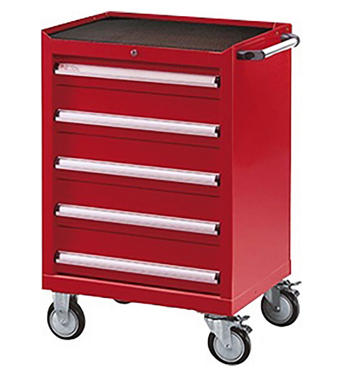 【直送品】 アズワン 収納家具手押し車 抽き出し5段印字機 630×500×993粍 CW705 (3-6576-01) 《試験とり備える・納める》 【特大・貨物輸送別】