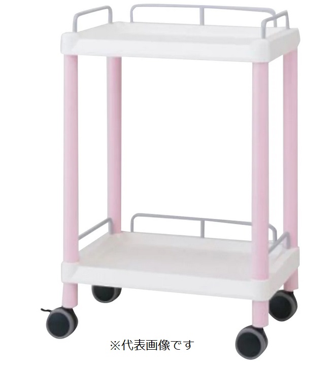 【ポイント5倍】【直送品】 アズワン モバイルイージーカート(ガード枠付き：ピンク)2段 645×444×810 ME21E (7-1275-02) 《実験設備・保管》 【大型】