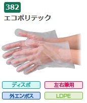 【ケース販売】 エブノ エコポリテック 袋入 No.382 M 6000枚(200枚&times;30袋) 《ポリエチレン手袋》｜道具屋さん店 7,437円