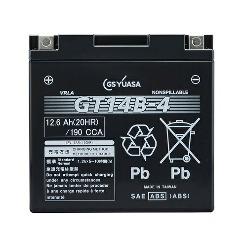 【ポイント5倍】【直送品】 GSユアサ バッテリー バイク用 VRLA 制御弁式 液入・充電済み 12V GT14B-4 (GT14B-4-GY-C-ZZ1)|道具屋さん店