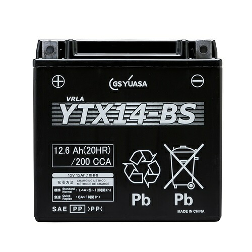 【ポイント5倍】【直送品】 GSユアサ バッテリー バイク用 VRLA 制御弁式 液入・充電済み 12V YTX14-BS (YTX14-BS-GY3-C)
