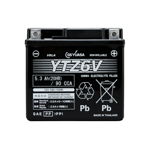 【ポイント10倍】【直送品】 GSユアサ バッテリー バイク用 VRLA 制御弁式 液入・充電済み 12V YTZ6V (YTZ6V-GY-C)｜道具屋さん店