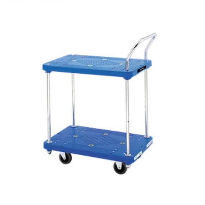 【直送品】 花岡車輌 プラスチック製台車 ダンディ PL-BT2 二段・片ハンドル式・ノイズレスキャスター｜道具屋さん店