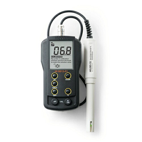 【ポイント5倍】ハンナ ポータブルpH/EC/TDS/℃計 HI 9813-51