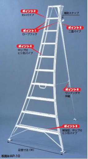 【ポイント5倍】【直送品】 ハラックス アルステップ アルミ製 三脚脚立 AP-12 伸縮式強力タイプ 【特大・送料別】