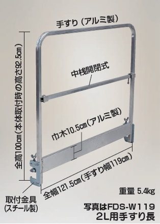 【尖んがり5倍】【直送品】 ハラックス FDS-2L用手摺り FDS-W119 《別売部分品》 【特大・貨物輸送別】