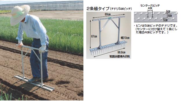 売れ筋 ハラックス ネギロケット 長ネギ定植用穴あけ器 N-130K-A2 N130A2-19 2条植タイプ チドリ5cmピッチ fucoa.cl