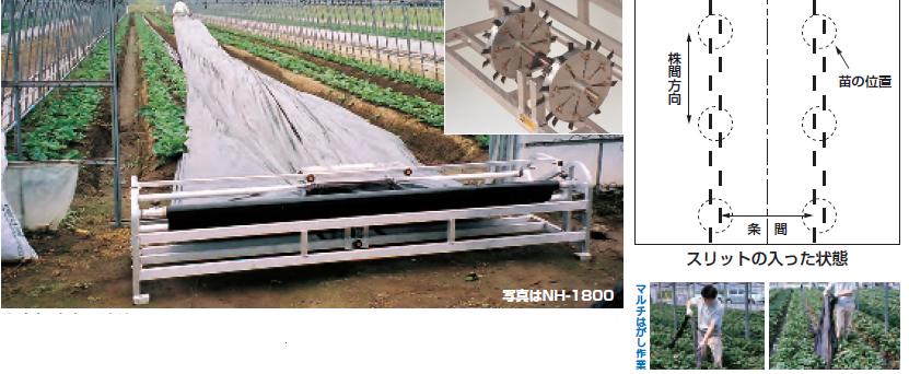【ポイント10倍】【直送品】 ハラックス マルチスリッター いちご用マルチ穴明け機 NH-1800W 条間幅広対応タイプ(条間17~90cm) 【大型】