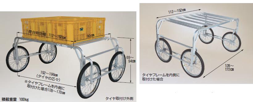 【ポイント5倍】【直送品】 ハラックス 楽太郎 アルミ製 収穫台車 RA-90 エアータイヤ 【大型】|道具屋さん店