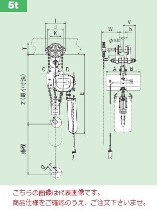 【ポイント5倍】【直送品】 日立 モートルブロック 一速形 5t 揚程6m 5FH-5BCH-2PBH (50Hz) (本体+鎖動トロリ+2点押ボタン) 《Fシリーズ》 【大型】