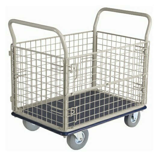 【ポイント10倍】【直送品】 金沢車輌 ノーパンククッションスチール台車 金網付 NHT-307SL 【大型】|道具屋さん店