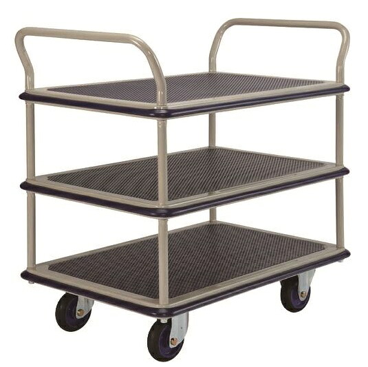 【ポイント5倍】【直送品】 金沢車輌 大型スチール台車 ３段式両ハンドル付 NHT-319 【大型】
