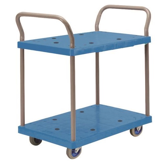 【ポイント5倍】【直送品】 金沢車輌 小型樹脂台車 ２段式両ハンドル付 NP-109 【大型】