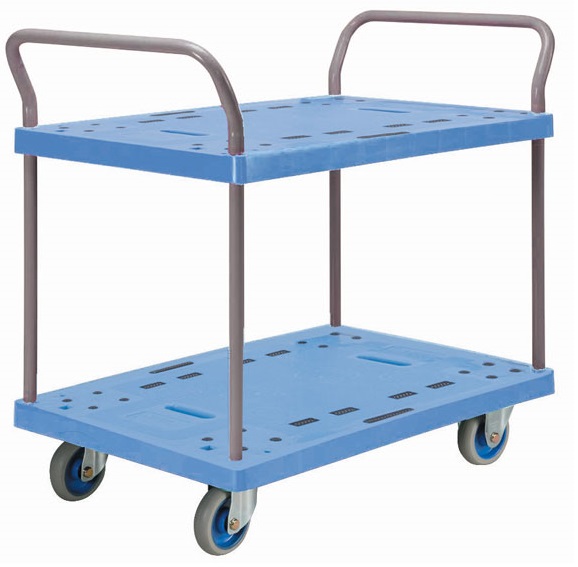 【ポイント5倍】【直送品】 金沢車輌 大型樹脂台車 ２段式両ハンドル付 NP-309 【大型】