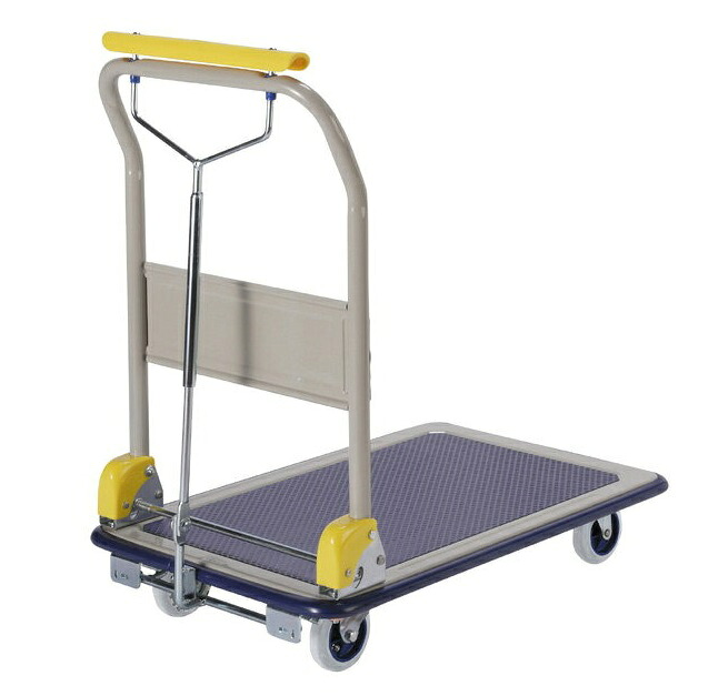 【ポイント5倍】【直送品】 金沢車輌 小型スチール台車ハンドストッパー式 ハンドル折りたたみ式 SHB-150 【大型】