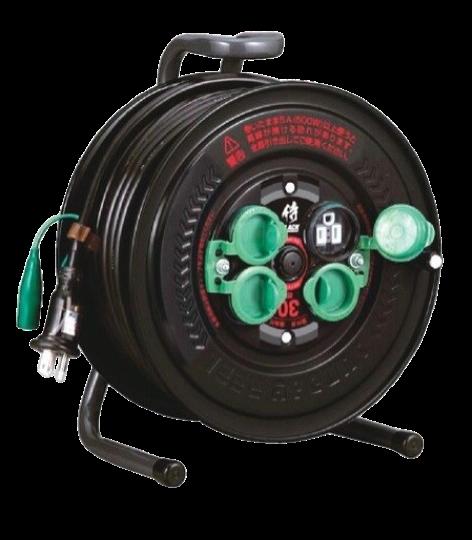 【ポイント5倍】【直送品】 KLASS(極東産機) 侍BLACK屋外用コードリール(3芯対応) 53-6165