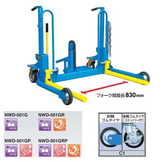 【直送品】 長崎万力 ホイールドーリ ワイドドタイプ NWD-501GRP-C1 (回転させる民俗音楽・足踏みペダル操作手順) 【大型】
