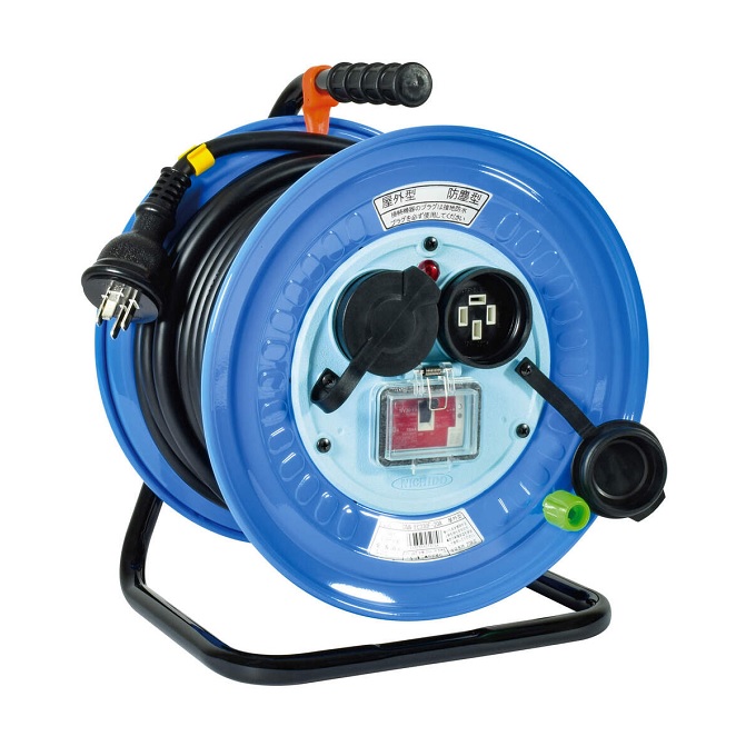 日動工業 電工ドラム DNW-EC320F-20A 三相200V 過負荷漏電保護兼用ブレーカー付 《防雨・防塵型コードリール》|道具屋さん店