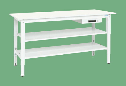 【直送品】 サカエ 軽量高さ調整作業台(抗菌・抗ウイルス天板・中棚中板付) TKK8-189AVPWT2 (046536) 【大型】