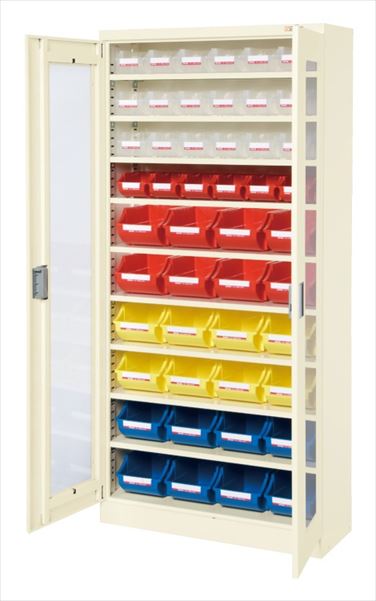 【直送品】 サカエ コンテナラックケース(パーツボックス・扉付) SCR-18GDI (144756) 【大型】