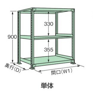 【ポイント10倍】【直送品】 サカエ 中量棚C型(500KG/段・単体・H900MM・3段仕様) CW-7163 (205696) 【大型】