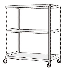 【直送品】 サカエ 中軽量キャスターラックGSR型(ゴム車・自在2コ、固定2コ) GSR-8743WGK (209370) 【特大・送料別】|道具屋さん店