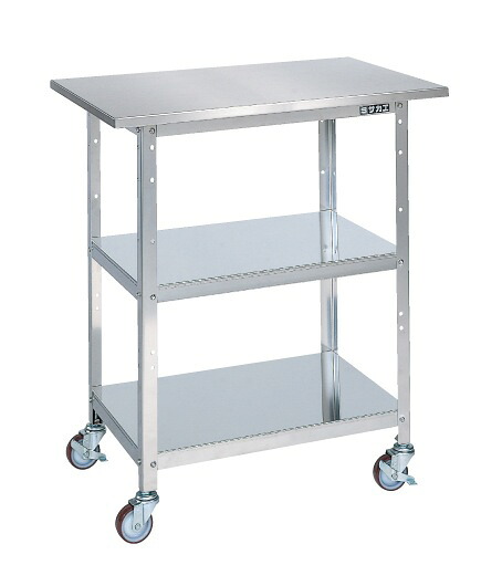 【直送品】 サカエ ステンレス一人用作業台(移動式・SUS304) SU-075BS (081306) 【大型】|道具屋さん店
