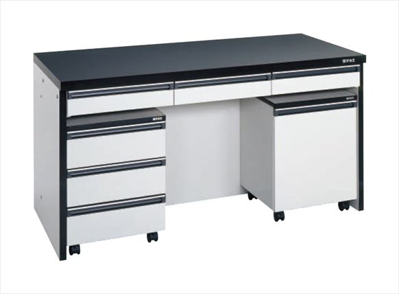 【ポイント10倍】【直送品】 サカエ サイド実験台(キャビネットワゴン2台・引出し付) STA-15LAC (101260) 【大型】