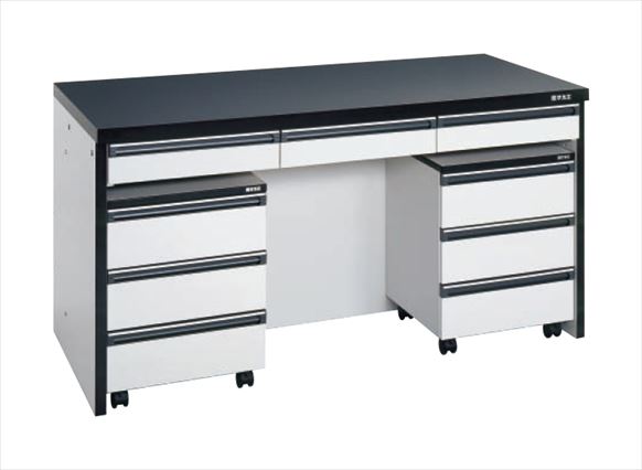 【直送品】 サカエ 態度試験台(収納家具手押し車2台・引き出し付) STA-15LAA (101262) 【大型】