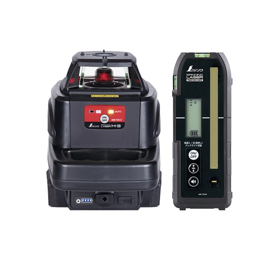 【直送品】 シンワ測定 スピニングレーザー H-3 赤いこと 受光器付 70806