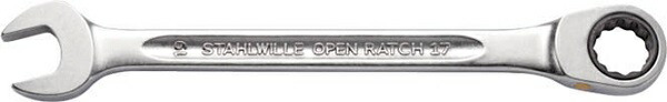 【尖んがり5倍】STAHLWILLE(スタビレー) ラチェットコンビレンチ 木目細か 17F-22FLACH (40172222)