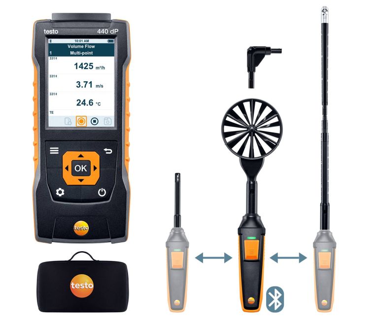 テストー (testo) マルチ周囲の状況位置づける器 testo440 dP 風速プローブコンボセット2 (0563 4410) (Bluetooth相応う)