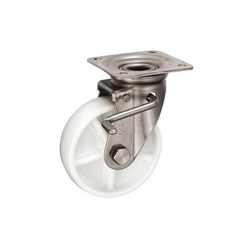 【ポイント10倍】【直送品】 岐阜産研工業 (ウカイ) φ150ステンレス製ストッパー付旋回キャスター PJAB-150 ナイロン 【送料別】｜道具屋さん店