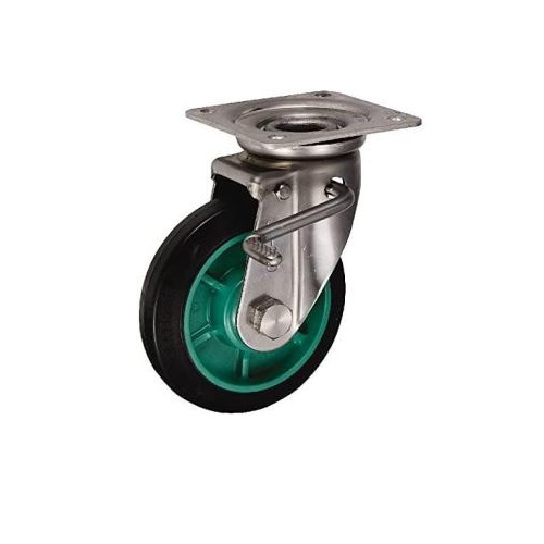 【ポイント10倍】【直送品】 岐阜産研工業 (ウカイ) φ150ステンレス製ストッパー付旋回キャスター PNAJAB-150 ゴム 【送料別】｜道具屋さん店